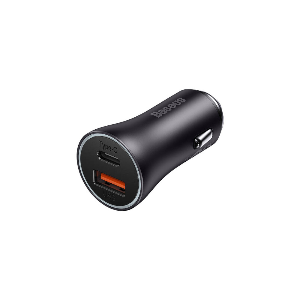 شارژر فندکی بیسوس مدل Baseus Golden Contactor Max Dual Fast Charger Car Charger U+C CGJM000103 با توان 60W