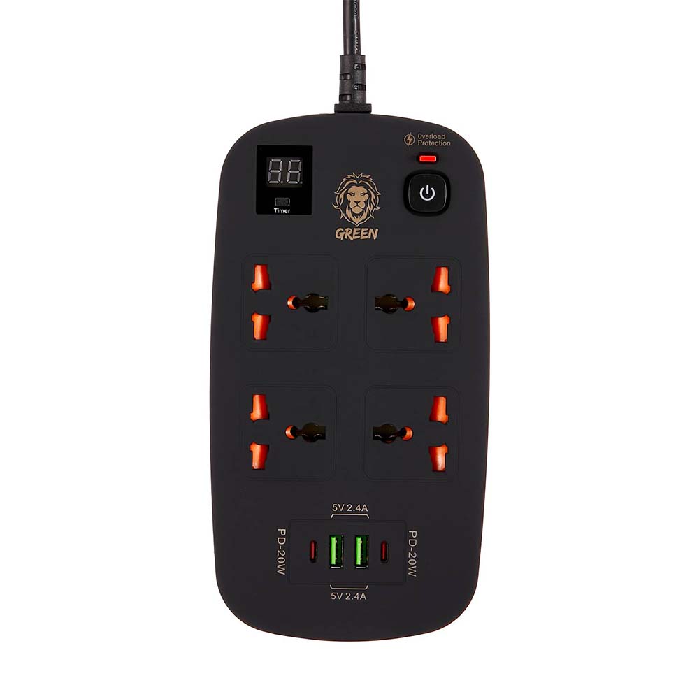 چند راهی برق گرین لاین مدل Green Lion Multiport Smart Power Socket GNPS2PD با حداکثر توان 3500W