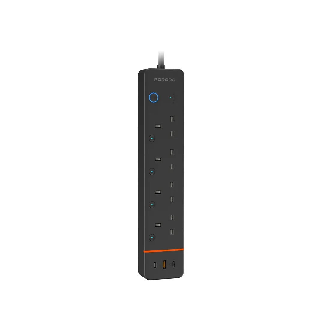 چندراهی برق هوشمند Porodo Chargelink با ۴ پورت AC و USB-C مدل PDPSUA1BK