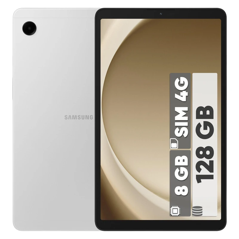 تبلت 8.7 اینچ سامسونگ مدل Galaxy Tab A9 با ظرفیت 128 گیگابایت و رم 8 گیگابایت، قابلیت پشتیبانی از یک سیم کارت و رزولوشن دوربین 8 مگاپیکسل، قابلیت تماس صوتی با سیم‌کارت