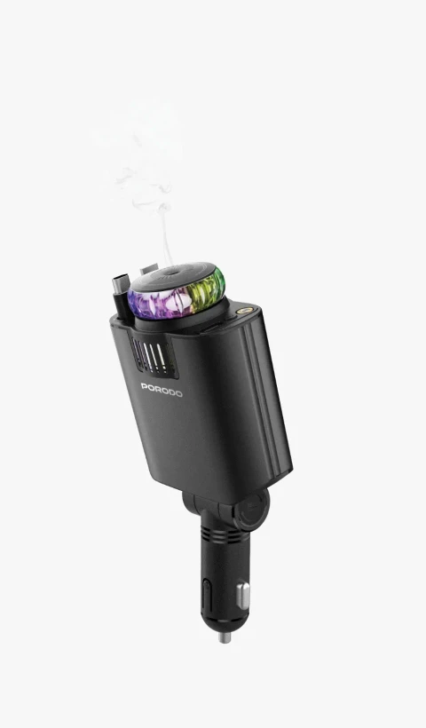شارژر فندکی خودرو پورودو مدل Aromaglow 120W با قابلیت پخش رایحه مدل PDCHD120WBK
