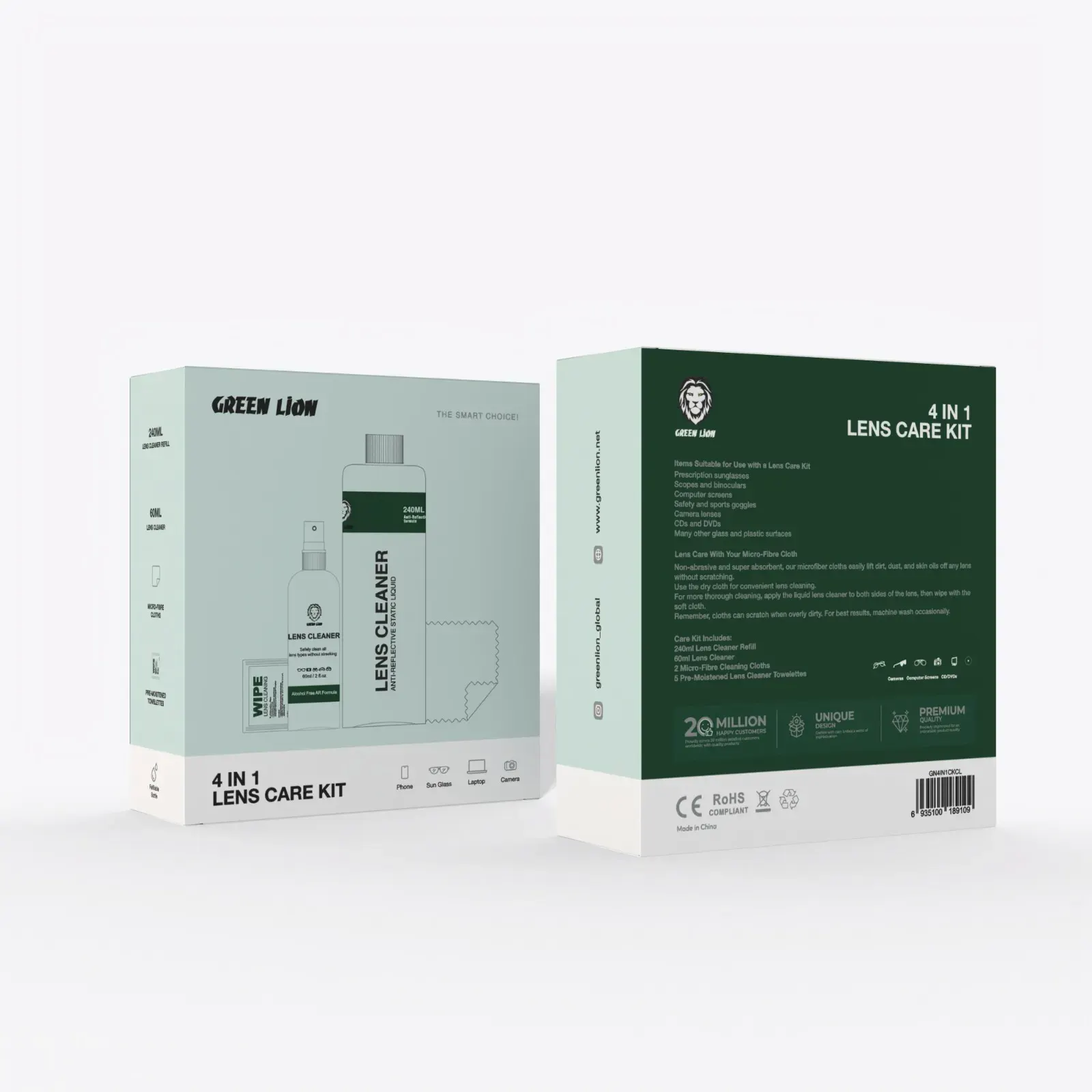 کیت مراقبتی لنز گرین لاین مدل GREEN LION CARE KIT GN4IN1CKCL