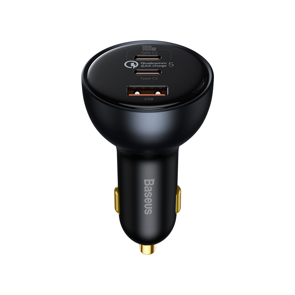 شارژر فندکی فست شارژ بیسوس Baseus QC5.0 C+C+U Car Charger TZCCZM-0G توان 160 وات همراه با کابل