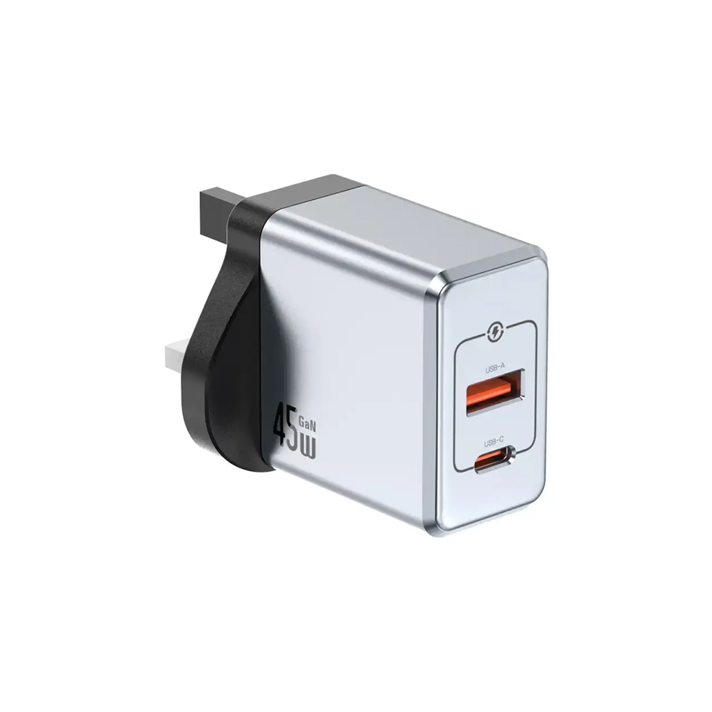 شارژر دیواری گرین لاین Green Lion GNGAN45WUK GaN Premium UK Plug Wall Charger 45W
