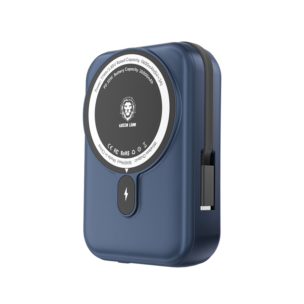 پاوربانک مگ سیف گرین لاین مدل Green Lion GNMPB20KTC 20000mAh Monaco Power Bank